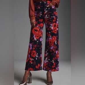 Anthropologie Blue and Red Straight Leg Jumpsuit